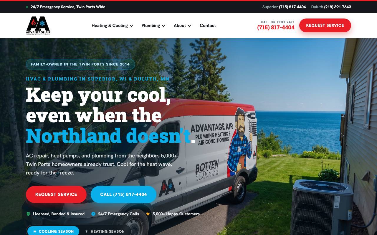 Advantage Air homepage screenshot