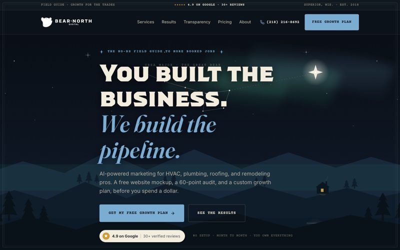 Bear North Option B homepage screenshot