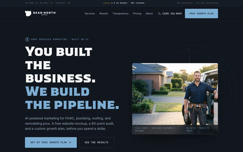 Bear North Option A homepage screenshot