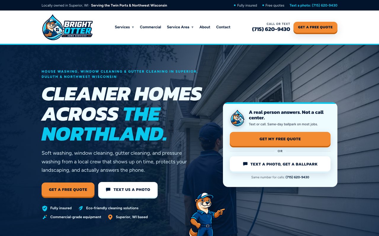 Bright Otter Home Services homepage screenshot