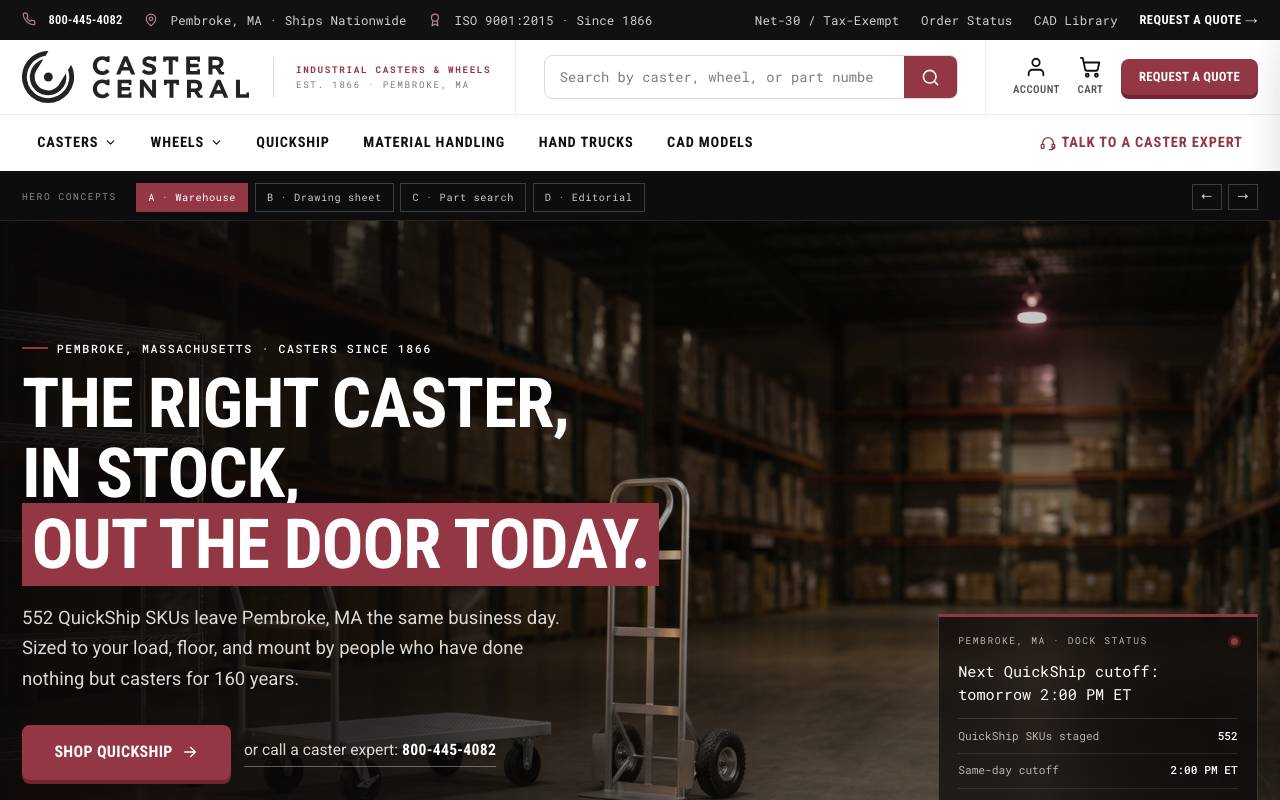 Caster Central homepage screenshot