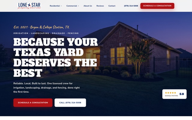 Lone Star Property Services homepage screenshot