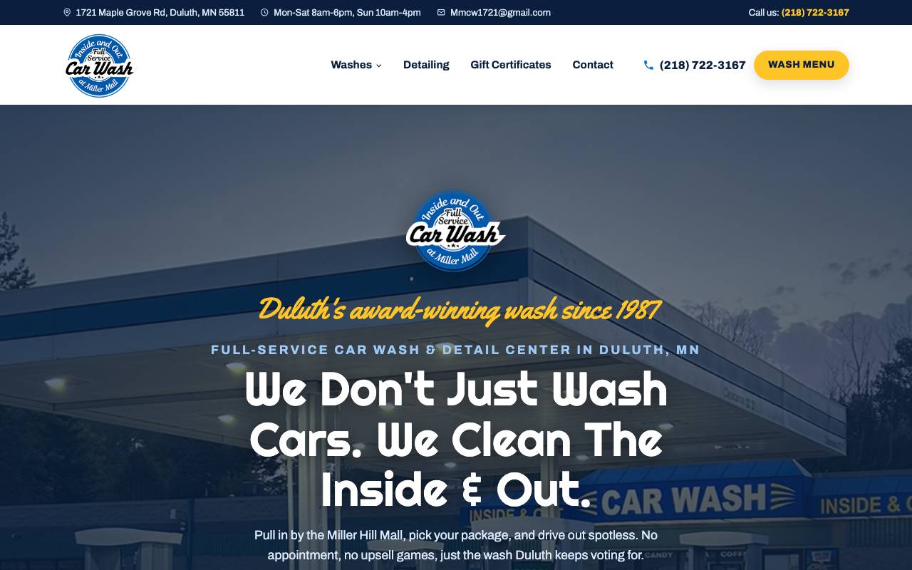 Miller Mall Car Wash homepage screenshot