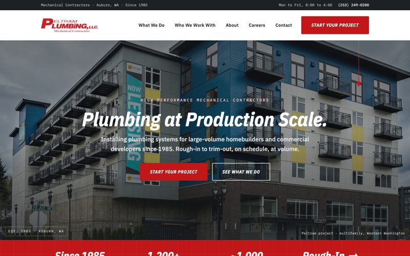 Peltram Plumbing homepage screenshot