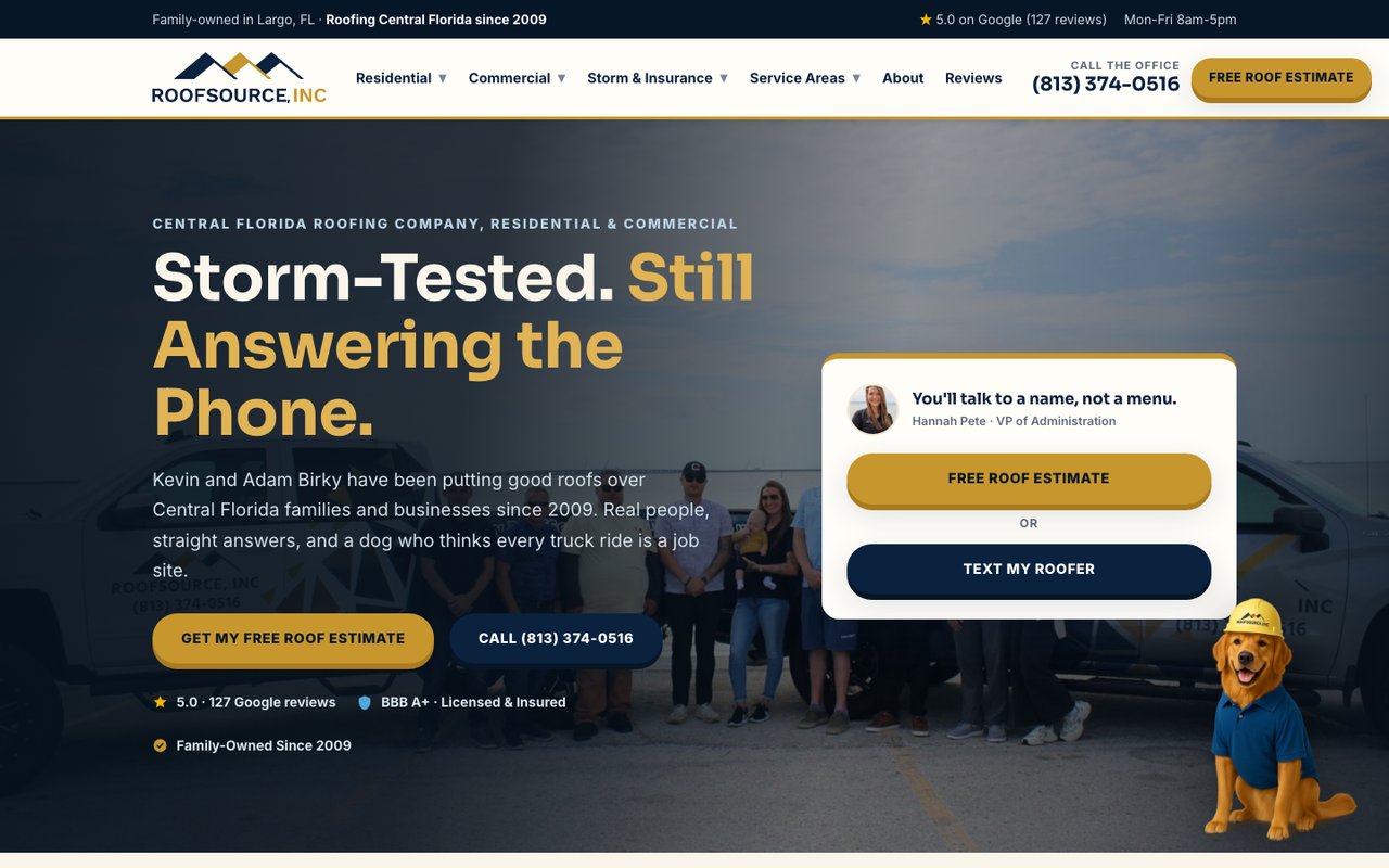 RoofSource Inc homepage screenshot