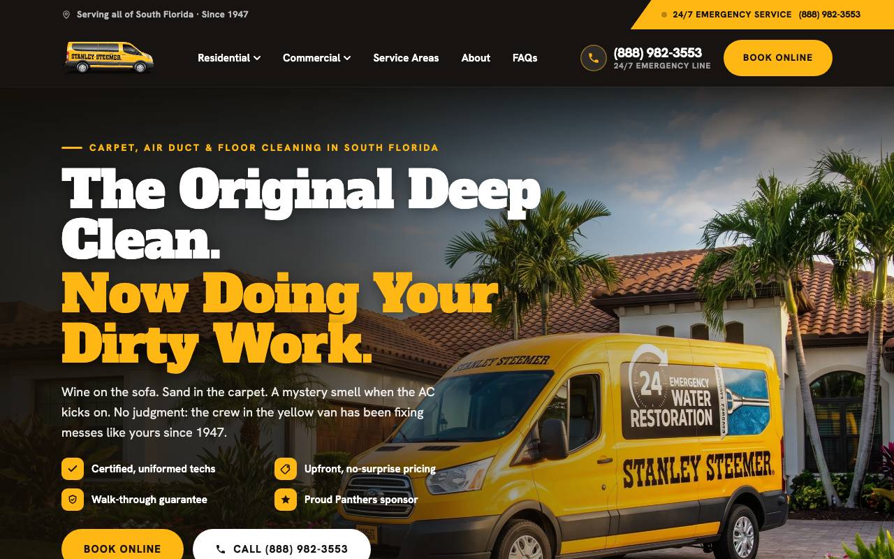 Stanley Steemer of South Florida homepage screenshot
