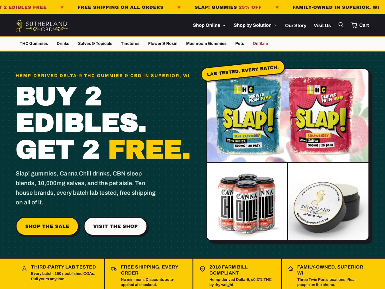Sutherland CBD homepage screenshot