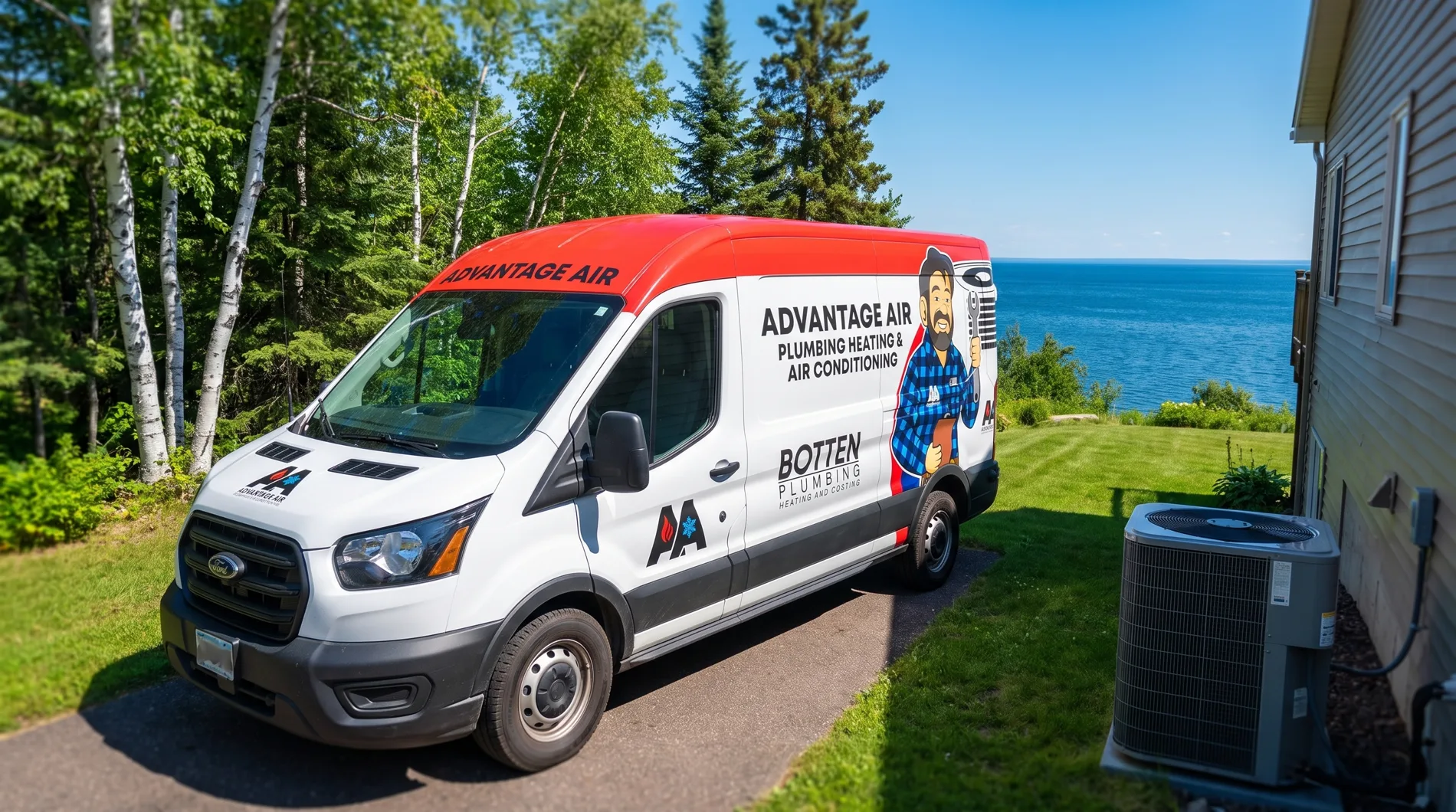 Advantage Air wrapped service van at a Twin Ports home