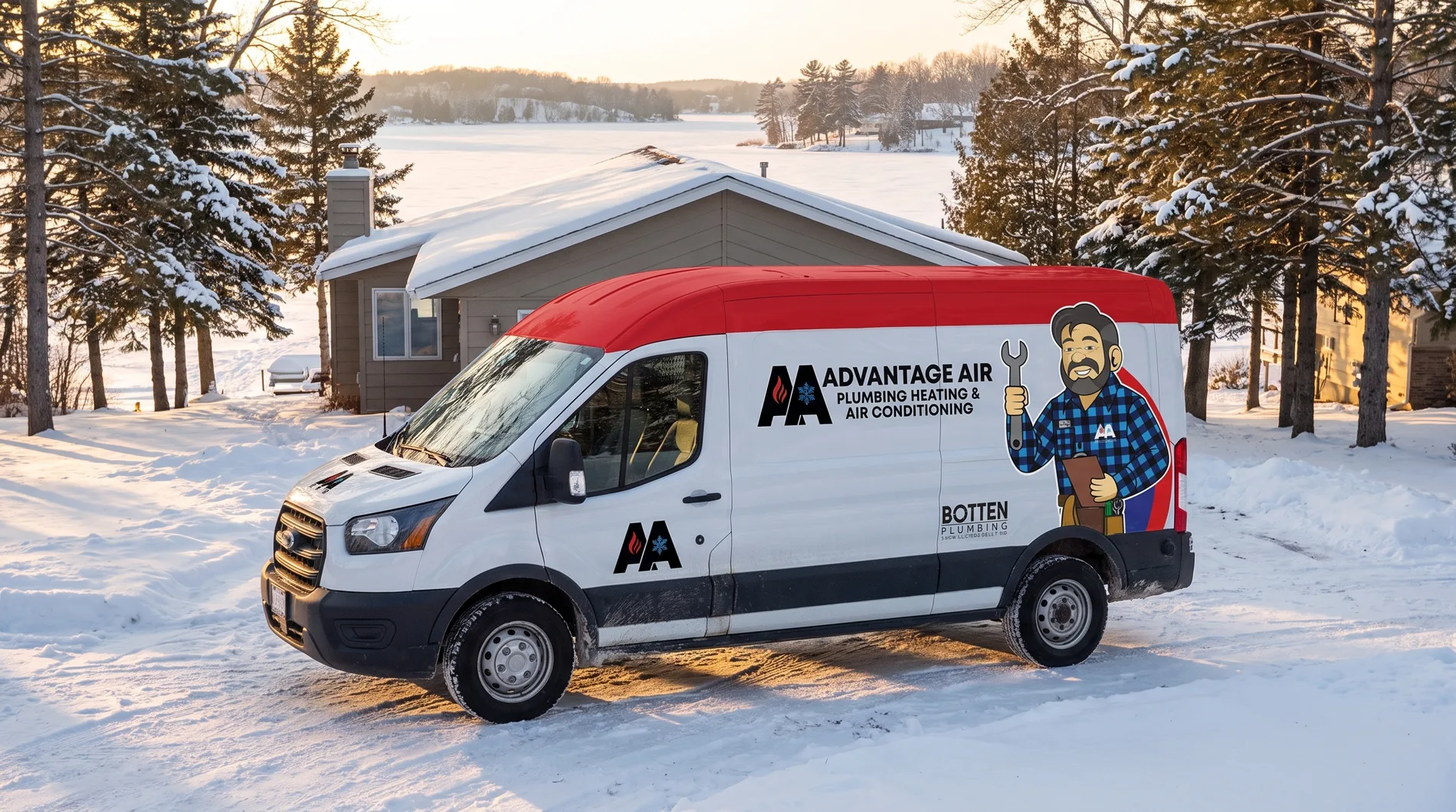Advantage Air van at a snowy Twin Ports home