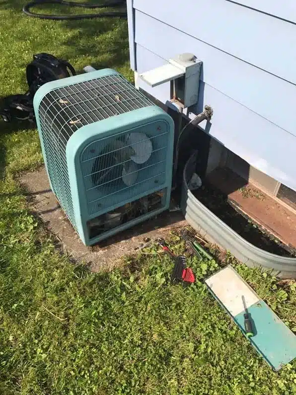 Old unit pulled out for replacement