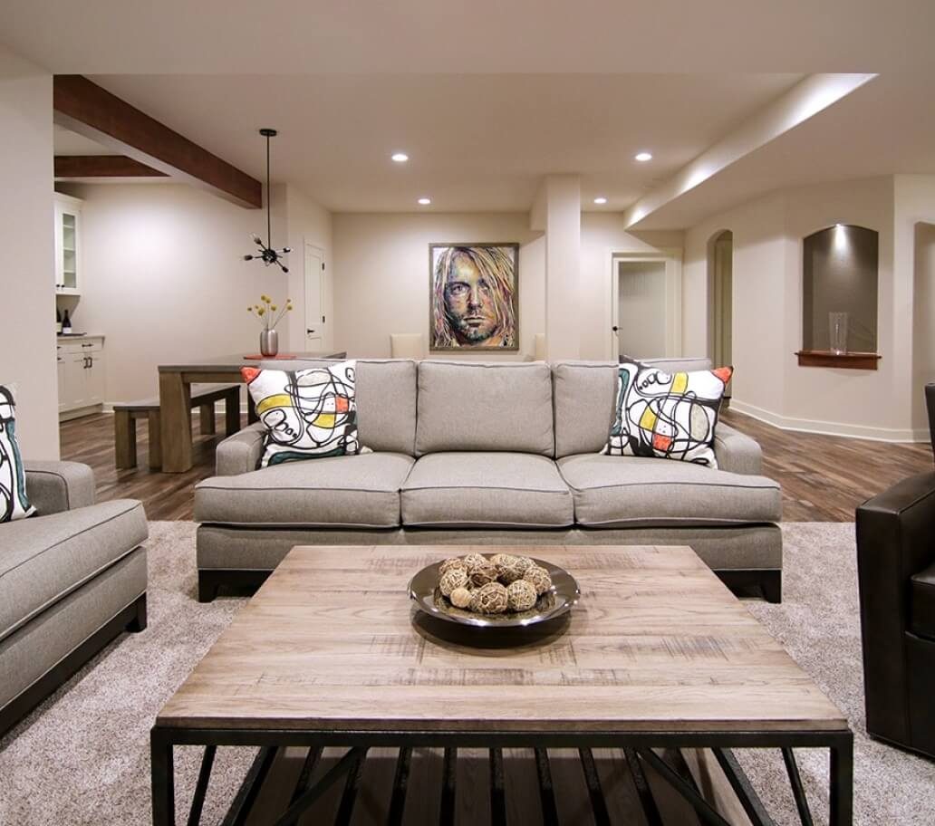 Finished basement living space