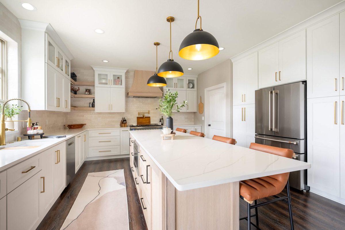 Wide view of the finished kitchen