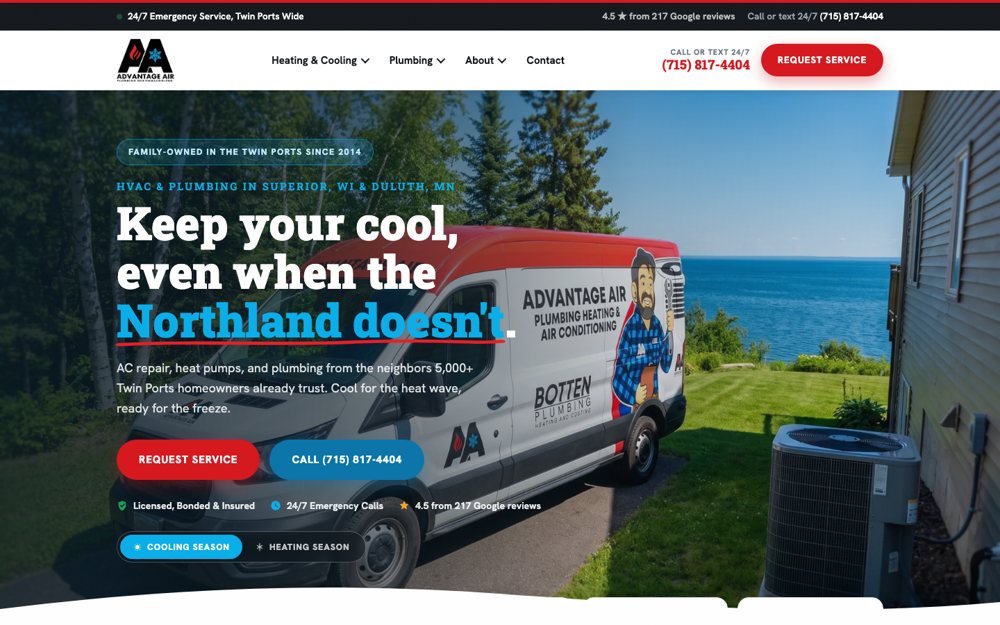 Advantage Air website design