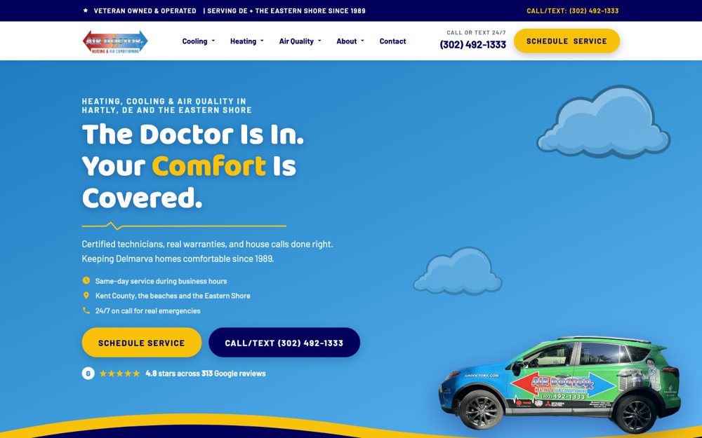 Air Doctorx Heating and Air website design