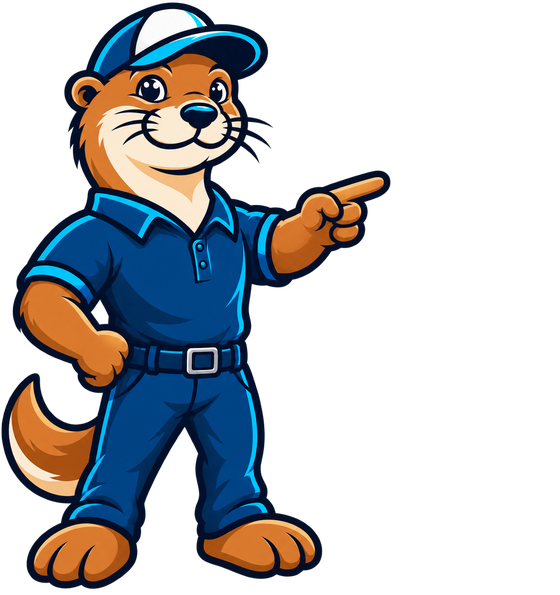 Ollie the otter pointing at the quote card