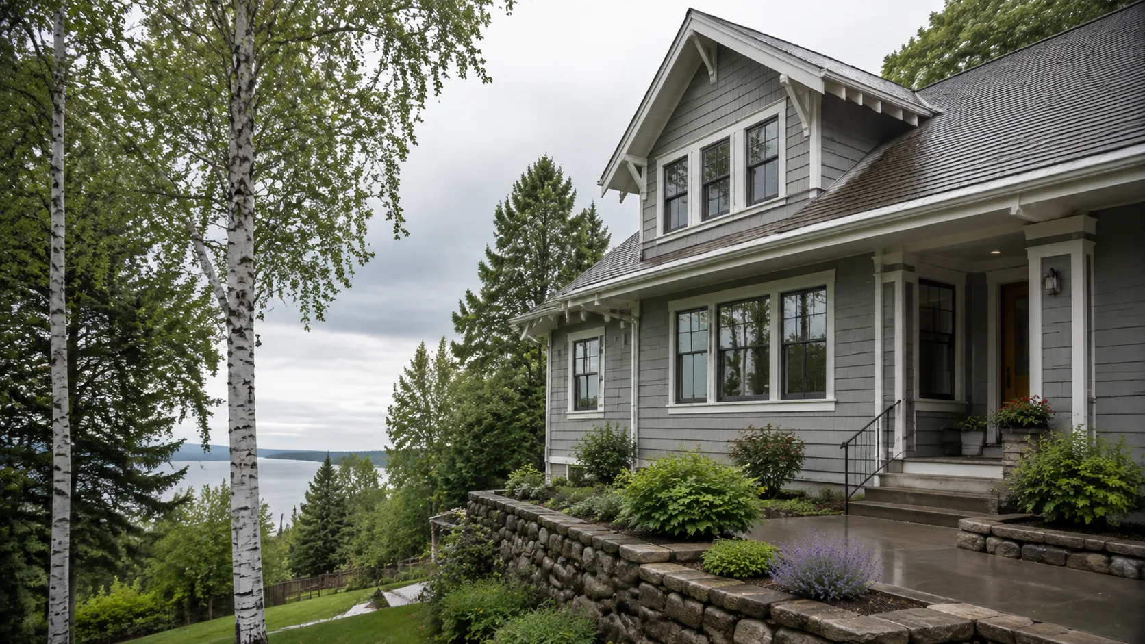 Clean Craftsman home on a wooded Duluth hillside overlooking Lake Superior