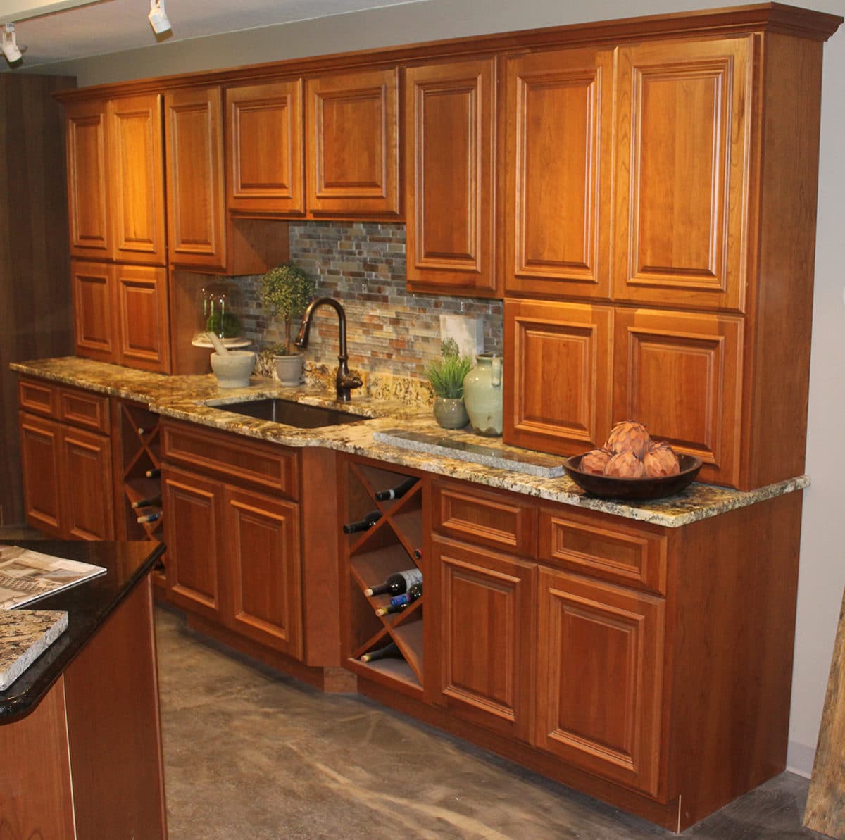 Granite kitchen countertop display in the Granite Works showroom