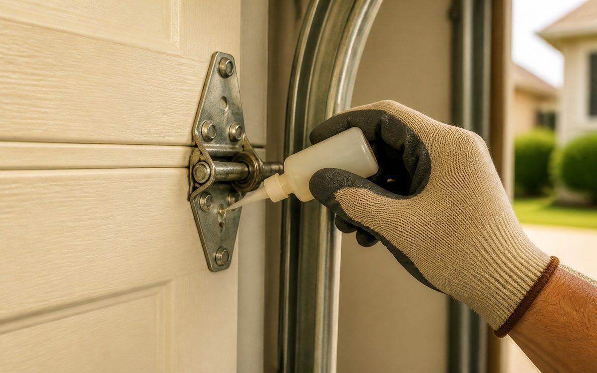 Lubricating a garage door opener chain during a tune-up