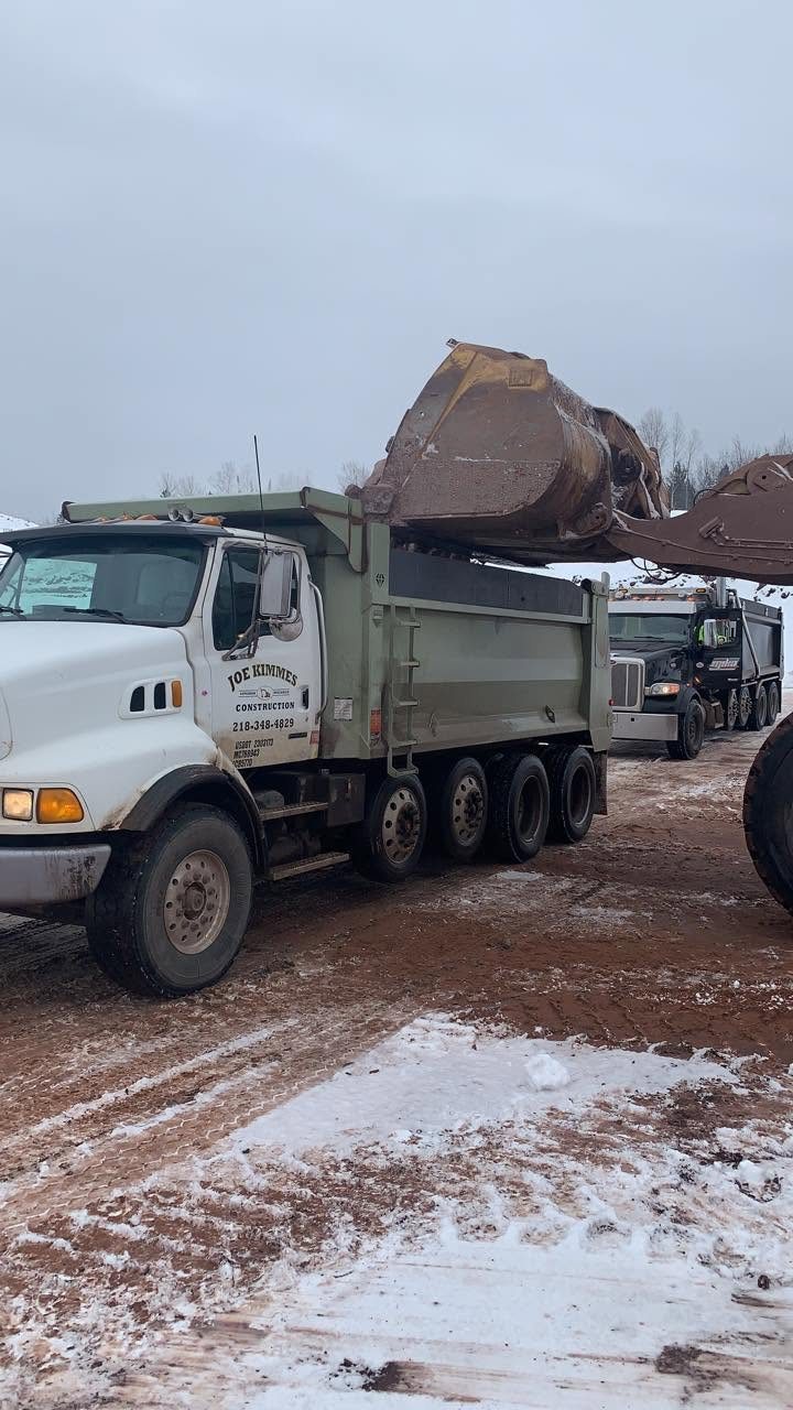 Dump truck loaded with material