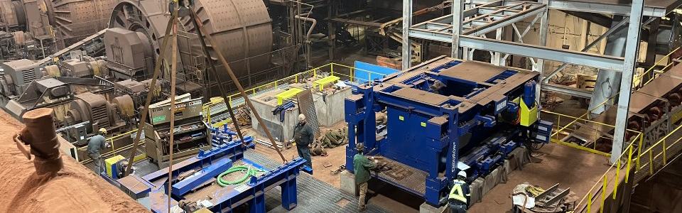 HPGR grinding roll installation at Tilden Mine