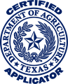 Texas Department of Agriculture certified applicator