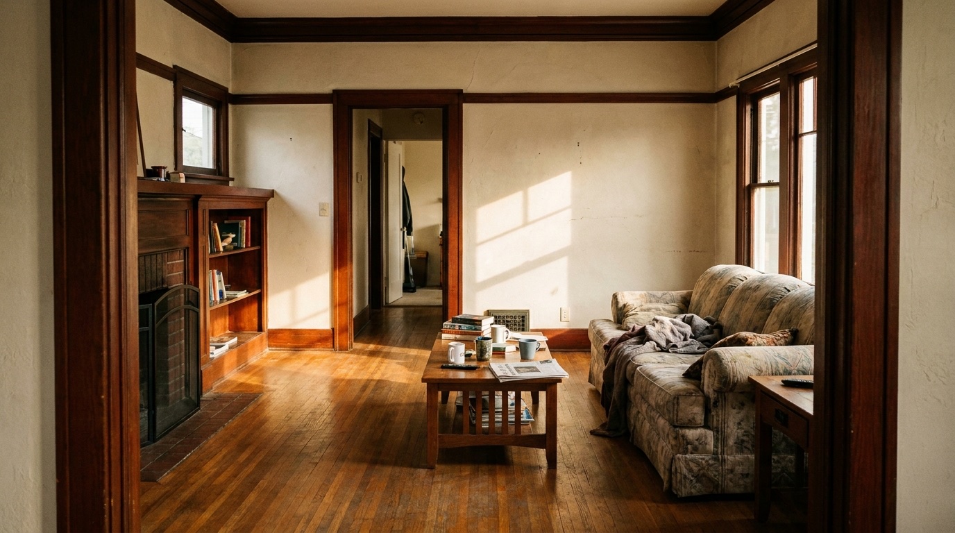 A finished living room, untouched after mold treatment