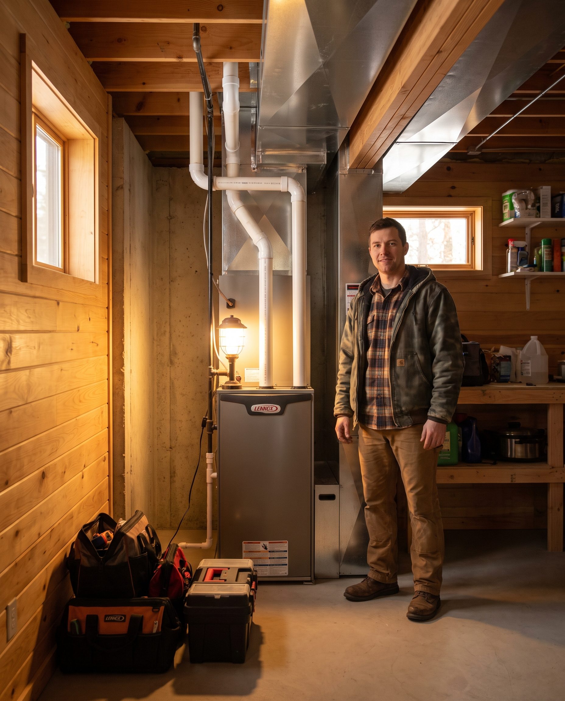 High-efficiency furnace replacement in a Hermantown basement