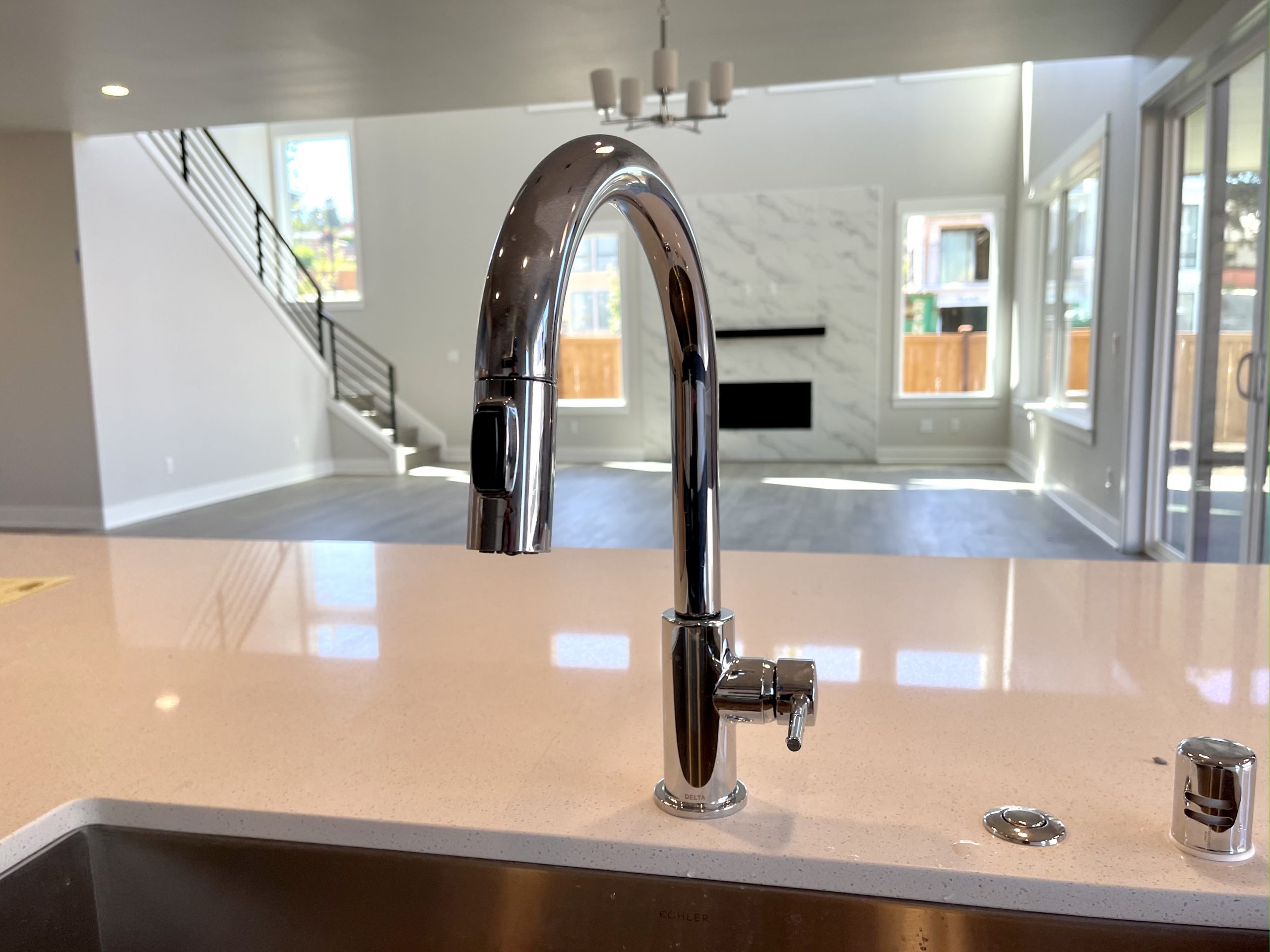Finished chrome fixture at trim-out