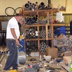 The Pride Plumbing shop, stocked for the day's routes
