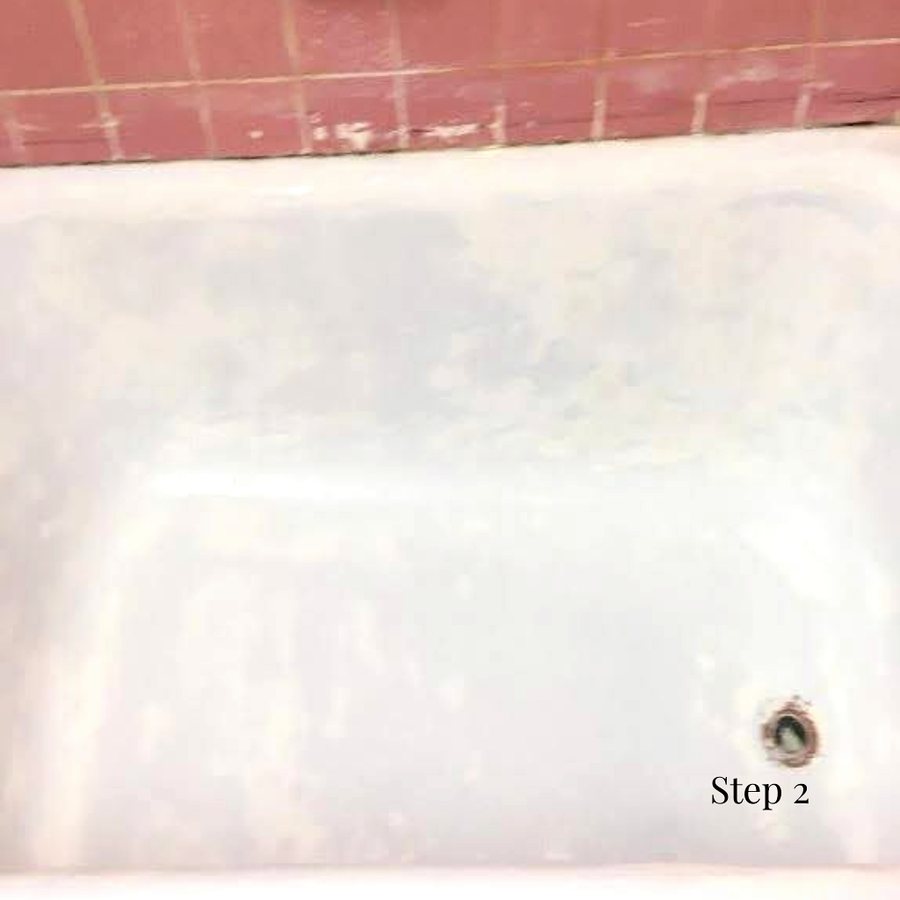 The prepared tub surface after cleaning and repair