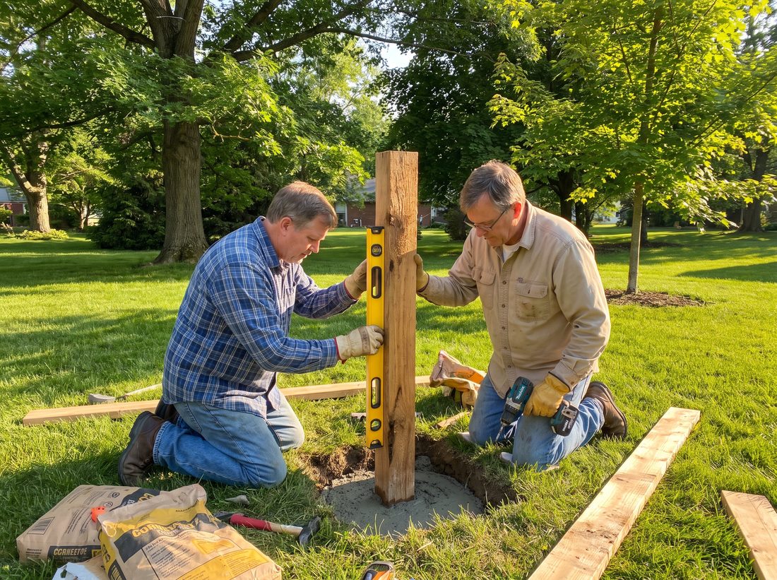 John and the Stony Creek Fence Co crew setting a new cedar fence