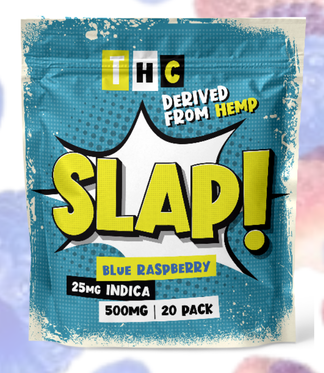 Slap! Blue Raspberry · 25mg D9 THC Gummies